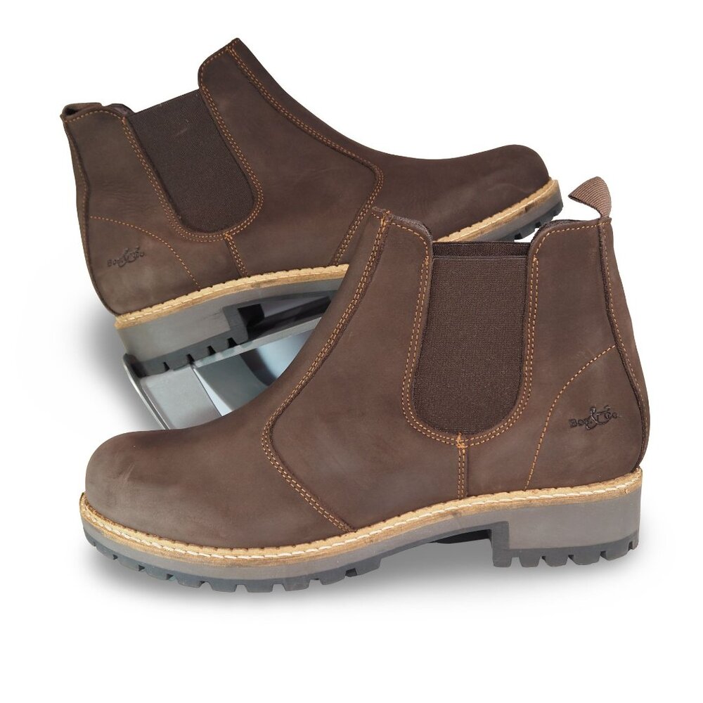 Bos. & Co. Camden Sherpa Lined Leather Chelsea Boots Men's 9/42 Dark Brown